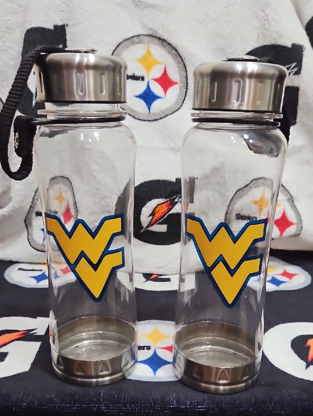 Clear Plastic Water Bottle West Virginia Miutaineers Collegiate Licensed - Set
